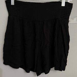 High Waist Black Flowy Shorts